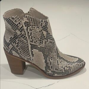 MIA Snakeskin Pattern Ankle Booties - Black and Cream